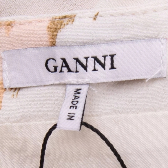 GANNI Crepe Straight Mini Skirt Size 36 (4) Floral Pattern Ruffle Gathered - Picture 5 of 7